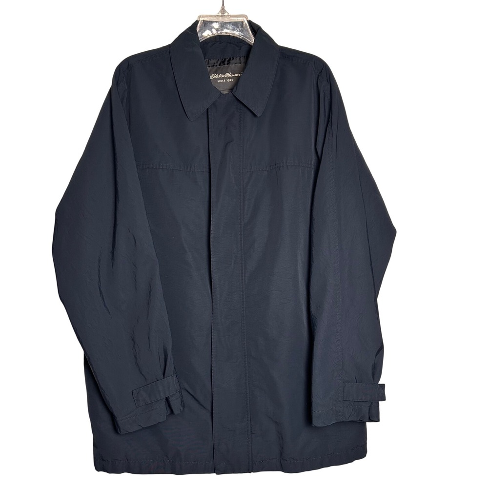 Eddie Bauer Men's Navy Blue Waterproof Rain Jacket Medium‎ Hooded Outdoor